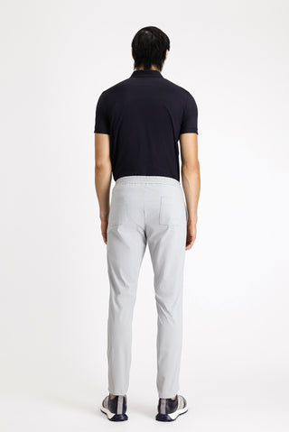  Açık Gri Techno-Line Super Slim Fit Ekstra Dar Kesim Likralı Beli Lastikli İpli Klasik Kumaş Pantolon