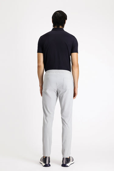 Açık Gri Techno-Line Super Slim Fit Ekstra Dar Kesim Likralı Beli Lastikli İpli Klasik Kumaş Pantolon