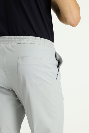 Açık Gri Techno-Line Super Slim Fit Ekstra Dar Kesim Likralı Beli Lastikli İpli Klasik Kumaş Pantolon