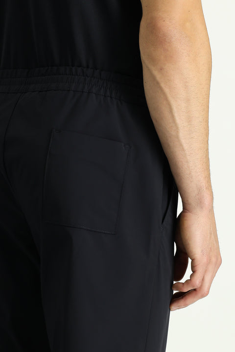 Koyu Lacivert Techno-Line 7 Drop Super Slim Fit Eksra Dar Kesim Likralı Beli Lastikli İpli Klasik Kumaş Pantolon