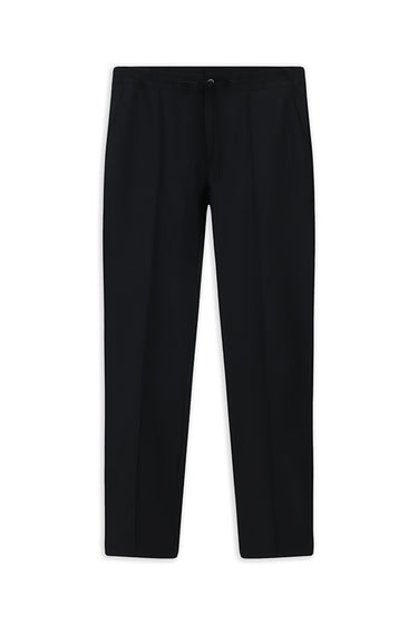 Koyu Lacivert Techno-Line Super Slim Fit Ekstra Dar Kesim Likralı Beli Lastikli İpli Klasik Kumaş Pantolon