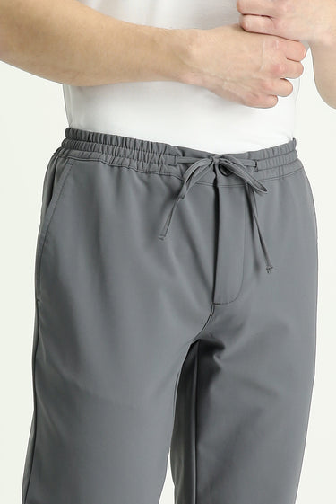Orta Füme Techno-Line Slim Fit Dar Kesim Beli Lastikli İpli Likralı Klasik Kumaş Pantolon
