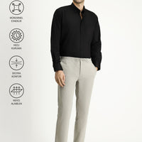Light Mink Techno-Line 7 Drop Slim Fit Classic Fabric Trousers with Elastic Waist Drawstring