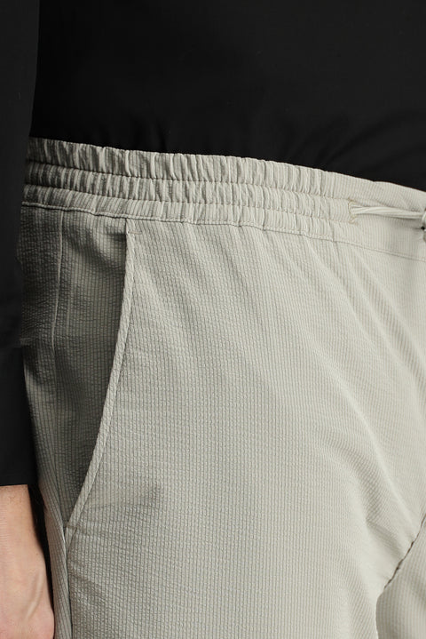 Açık Vizon Techno-Line 7 Drop Slim Fit Dar Kesim Beli Lastikli İpli Klasik Kumaş Pantolon