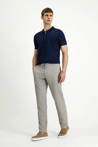  Orta Vizon Techno-Line Regular Fit Beli Lastikli İpli Gofre Klasik Kumaş Pantolon