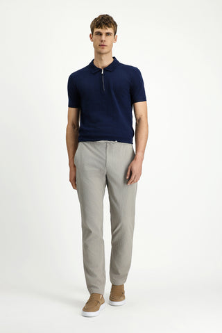  Orta Vizon Techno-Line Regular Fit Beli Lastikli İpli Gofre Klasik Kumaş Pantolon