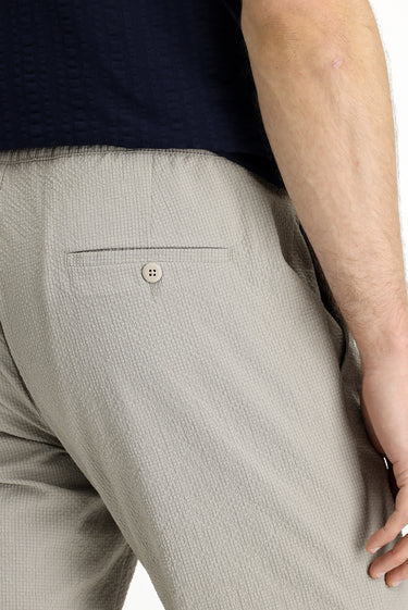 Orta Vizon Techno-Line Regular Fit Beli Lastikli İpli Gofre Klasik Kumaş Pantolon