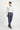 Açık Lacivert Slim Fit Dar Kesim Desenli Keten Karışımlı Pileli Klasik Kumaş Pantolon