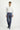 Açık Lacivert Slim Fit Dar Kesim Desenli Keten Karışımlı Pileli Klasik Kumaş Pantolon