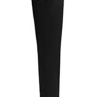 Koyu Siyah Relaxed Fit Rahat Kesim Likralı Desenli Klasik Kumaş Pantolon