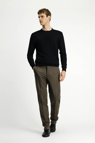  Koyu Vizon Regular Fit Desenli Likralı Klasik Kumaş Pantolon