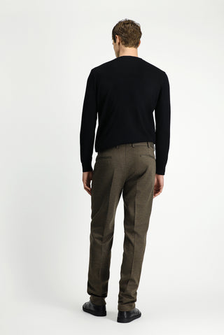  Koyu Vizon Regular Fit Desenli Likralı Klasik Kumaş Pantolon