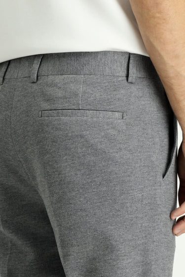 Orta Gri Melanj Super Slim Fit Ekstra Dar Kesim Pamuklu Örme Klasik Kumaş Pantolon