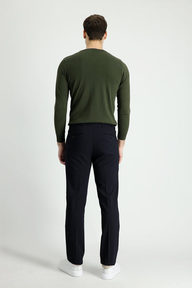  Koyu Lacivert Regular Fit Yünlü Klasik Kumaş Pantolon