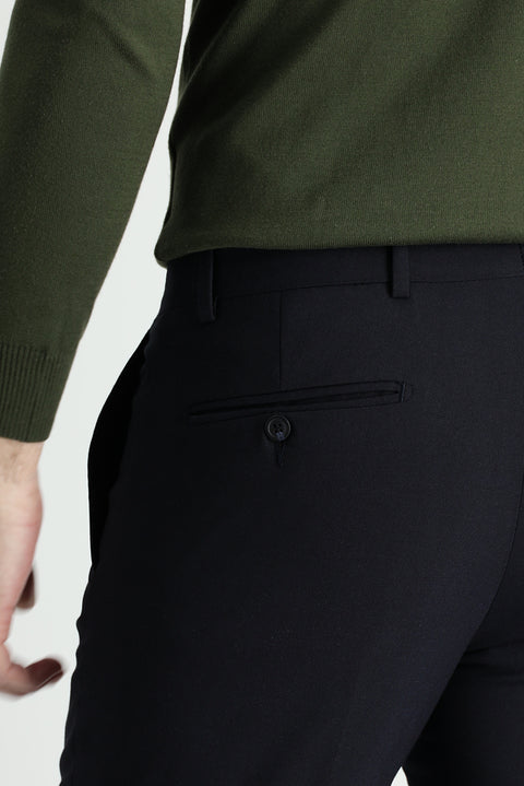 Koyu Lacivert 6 Drop Regular Fit Standart Kesim Yünlü Klasik Kumaş Pantolon