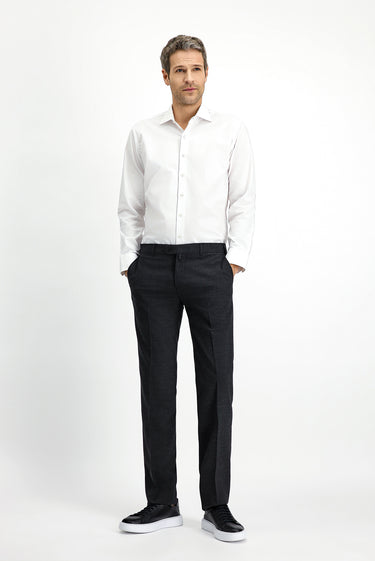  Koyu Antrasit Slim Fit Dar Kesim Yünlü Klasik Kumaş Pantolon