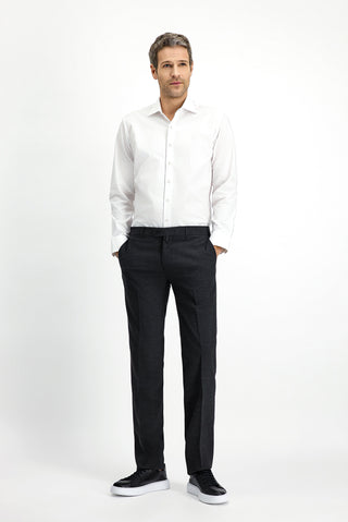  Koyu Antrasit Slim Fit Dar Kesim Yünlü Klasik Kumaş Pantolon