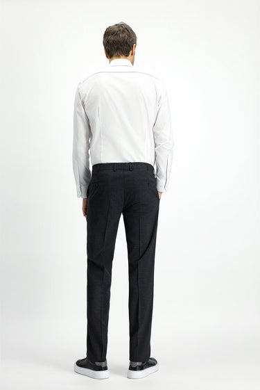  Koyu Antrasit Slim Fit Dar Kesim Yünlü Klasik Kumaş Pantolon