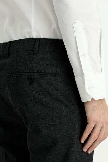 Koyu Antrasit Relaxed Fit Rahat Kesim Yünlü Klasik Kumaş Pantolon