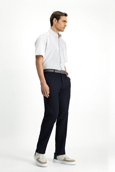  Siyah Lacivert Slim Fit Dar Kesim Yünlü Klasik Kumaş Pantolon