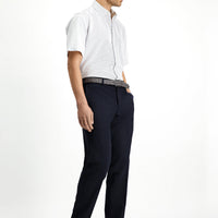 Siyah Lacivert Slim Fit Dar Kesim Yünlü Klasik Kumaş Pantolon