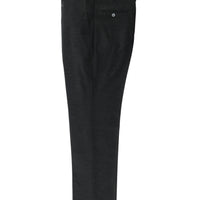 Koyu Antrasit 7 Drop Slim Fit Dar Kesim Yünlü Klasik Kumaş Pantolon