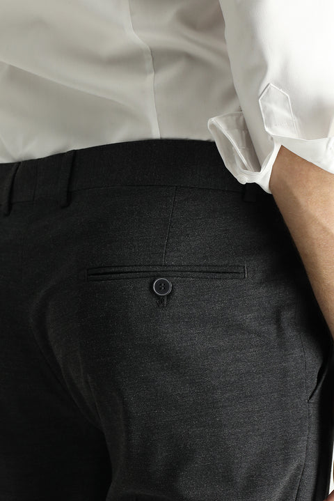Dark Anthracite 4 Drop Relaxed Fit Classic Fabric Wool Trousers