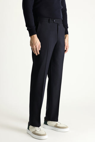  Siyah Lacivert Relaxed Fit Rahat Kesim Yünlü Klasik Kumaş Pantolon