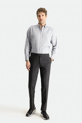  Koyu Antrasit 7 Drop Slim Fit Dar Kesim Yünlü Klasik Kumaş Pantolon
