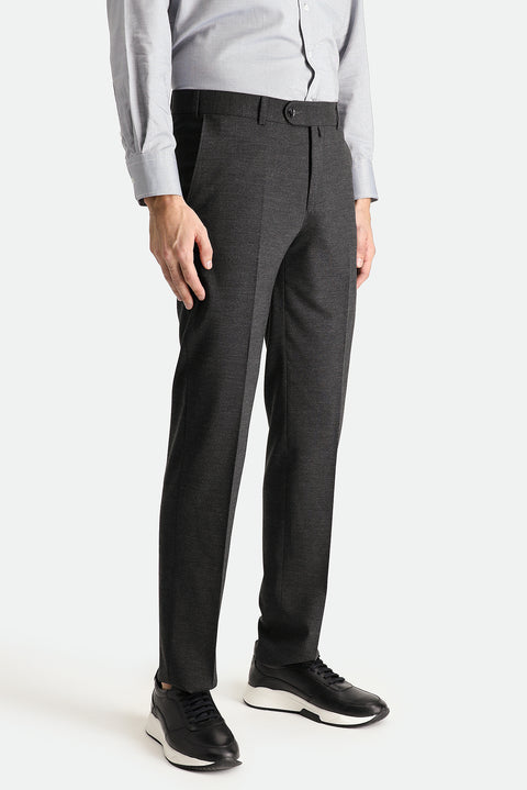 Koyu Antrasit 7 Drop Slim Fit Dar Kesim Yünlü Klasik Kumaş Pantolon