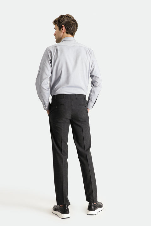 Dark Anthracite 6 Drop Regular Fit Standard Cut Classic Fabric Wool Trousers