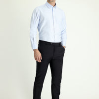 Black Navy 6 Drop Regular Fit Standard Cut Classic Fabric Wool Trousers