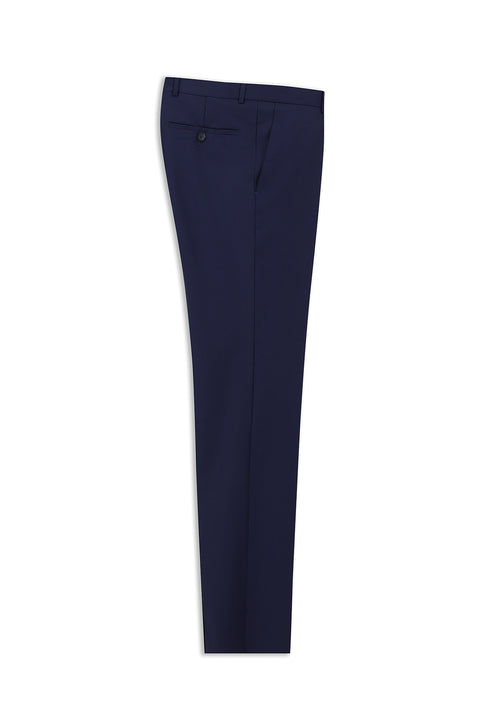 Orta Lacivert 7 Drop Slim Fit Dar Kesim Yünlü Klasik Kumaş Pantolon