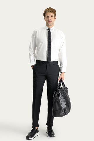  Siyah 7 Drop Slim Fit Dar Kesim Yünlü Klasik Kumaş Pantolon
