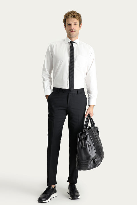 Siyah 7 Drop Slim Fit Dar Kesim Yünlü Klasik Kumaş Pantolon