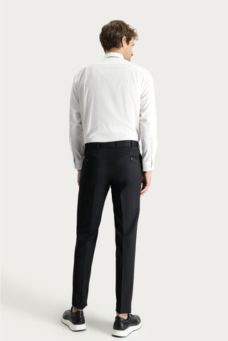 Siyah 7 Drop Slim Fit Dar Kesim Yünlü Klasik Kumaş Pantolon