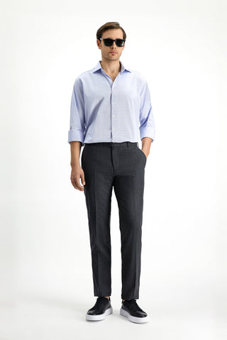  Koyu Füme Slim Fit Dar Kesim Yünlü Klasik Kumaş Pantolon