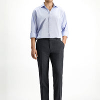 Koyu Füme 7 Drop Slim Fit Dar Kesim Yünlü Klasik Kumaş Pantolon