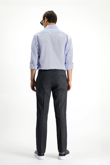 Koyu Füme Slim Fit Dar Kesim Yünlü Klasik Kumaş Pantolon