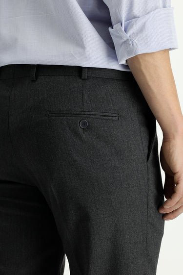 Koyu Füme Slim Fit Dar Kesim Yünlü Klasik Kumaş Pantolon