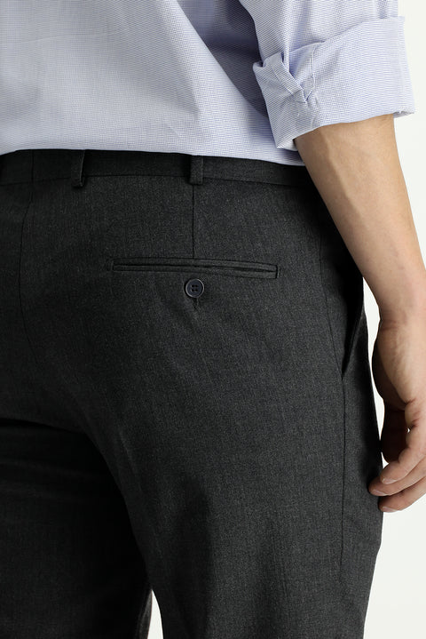 Dark Gray 7 Drop Slim Fit Narrow Cut Classic Wool Fabric Trousers