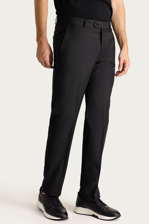 Siyah 7 Drop Slim Fit Dar Kesim Yünlü Klasik Kumaş Pantolon