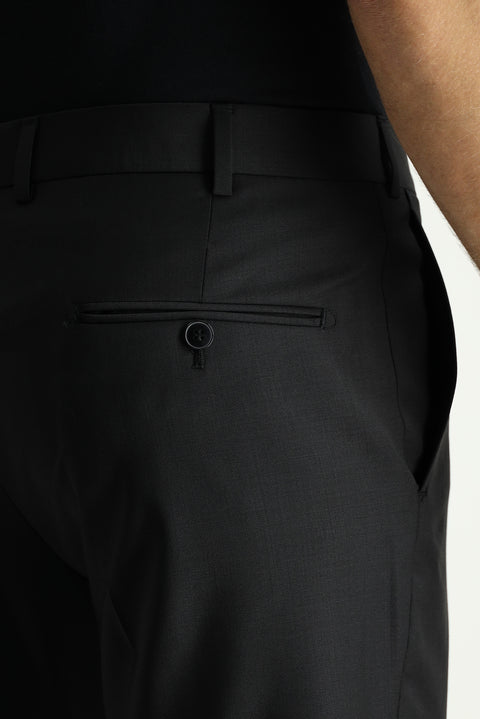 Siyah 4 Drop Relaxed Fit Rahat Kesim Yünlü Klasik Kumaş Pantolon