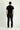 Siyah Slim Fit Dar Kesim Beli Lastikli Çizgili Likralı Klasik Kumaş Pantolon