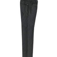 Orta Antrasit 7 Drop Slim Fit Dar Kesim Beli Lastikli Çizgili Likralı Klasik Kumaş Pantolon
