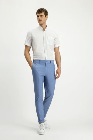  Mavi Super Slim Fit Ekstra Dar Kesim Likralı Çizgili Klasik Kumaş Pantolon