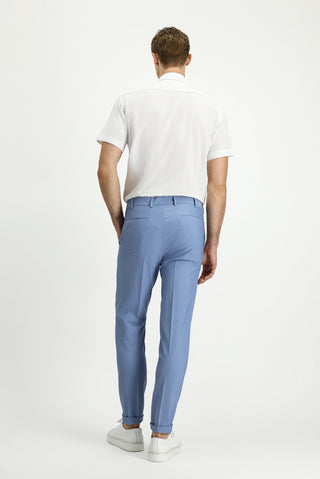  Mavi Super Slim Fit Ekstra Dar Kesim Likralı Çizgili Klasik Kumaş Pantolon