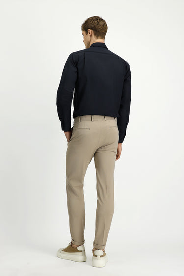  Açık Vizon Super Slim Fit Ekstra Dar Kesim Likralı Çizgili Klasik Kumaş Pantolon