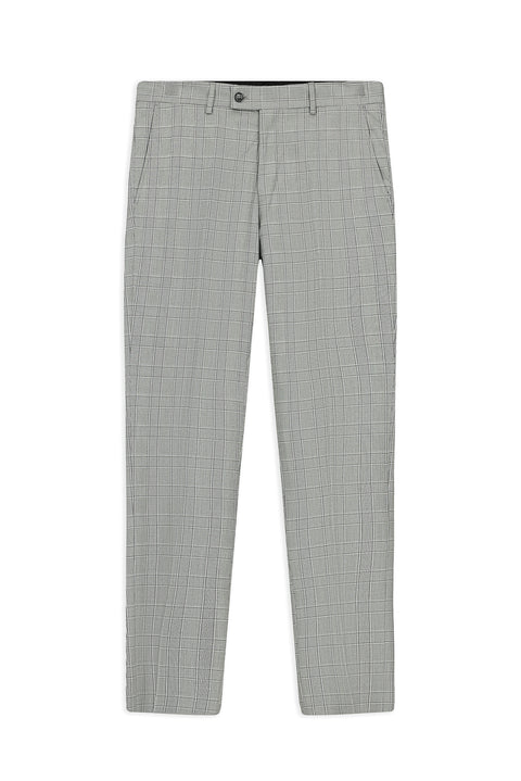 Orta Füme 7 Drop Slim Fit Dar Kesim Ekose Klasik Kumaş Pantolon