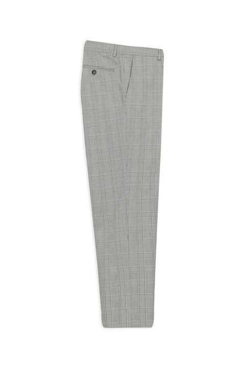 Orta Füme 7 Drop Slim Fit Dar Kesim Ekose Klasik Kumaş Pantolon